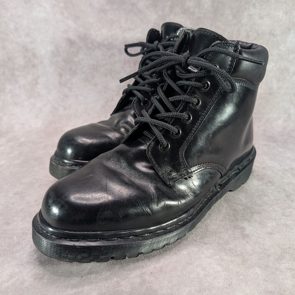 Vintage Dr. Martens 8500 Black Leather Padded Collar Boots Made In England UK 7